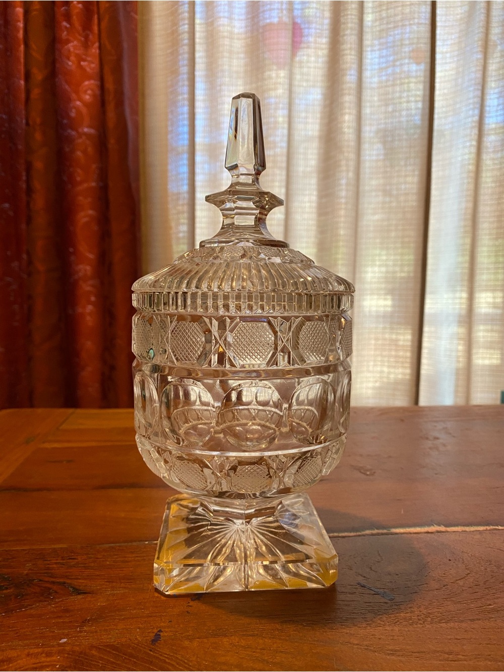 Cut Crystal Covered Compote - French Bonbonniere- Candy Dish